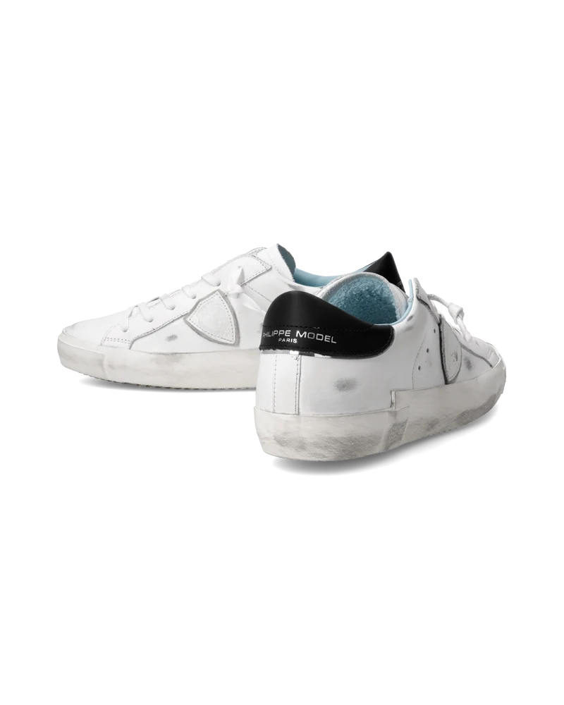 Women's Prsx Low-Top Sneakers in Leather, White Black