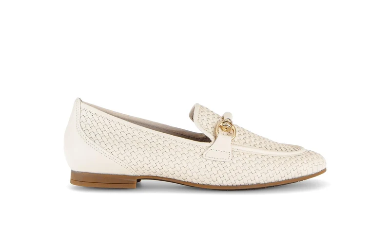 Mocassin (Slip-on) crème en cuir