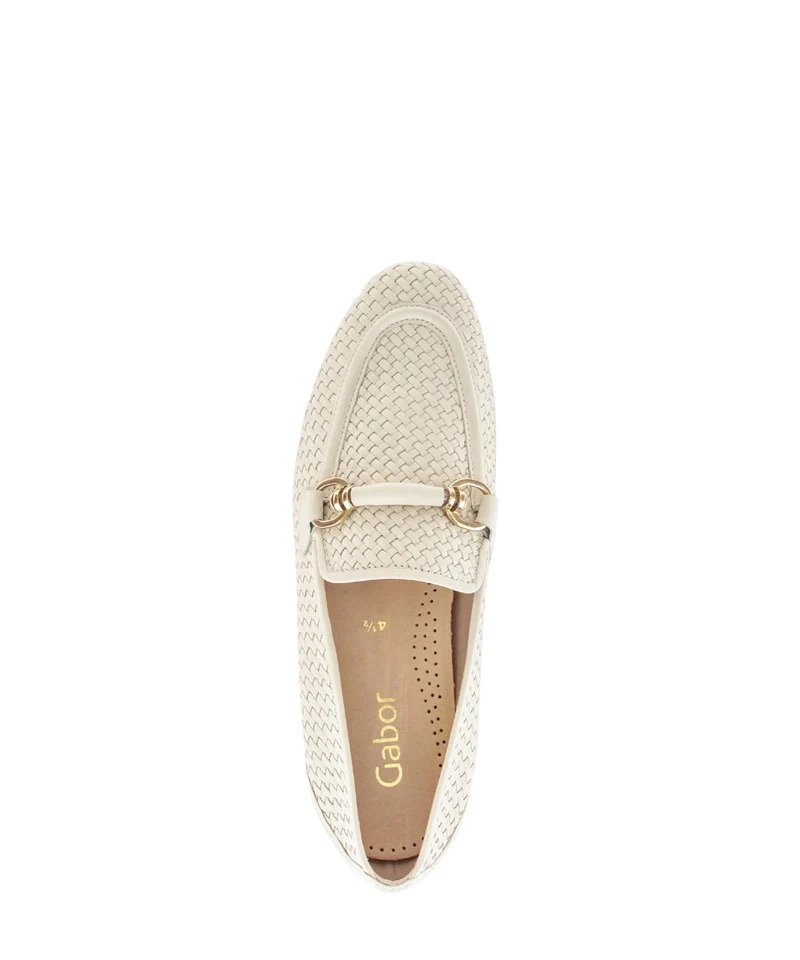 Mocassin (Slip-on) crème en cuir