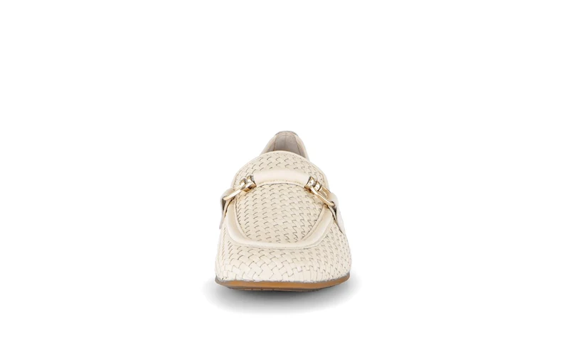 Mocassin (Slip-on) crème en cuir