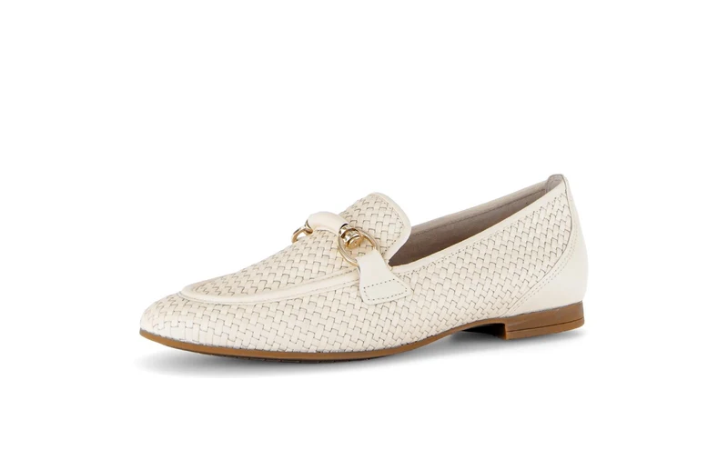 Mocassin (Slip-on) crème en cuir