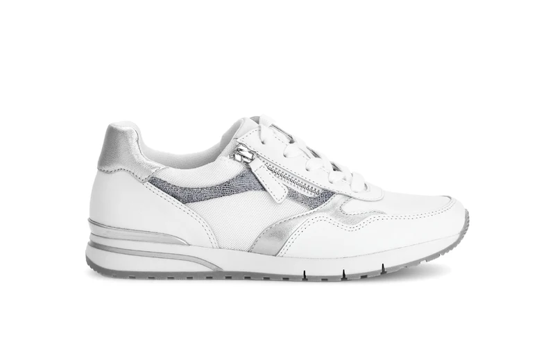 Baskets blanc/argent en cuir