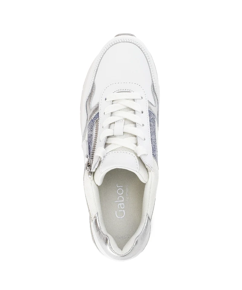 Baskets blanc/argent en cuir