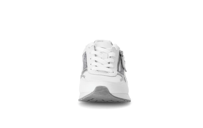 Baskets blanc/argent en cuir