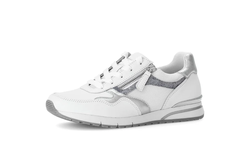 Baskets blanc/argent en cuir