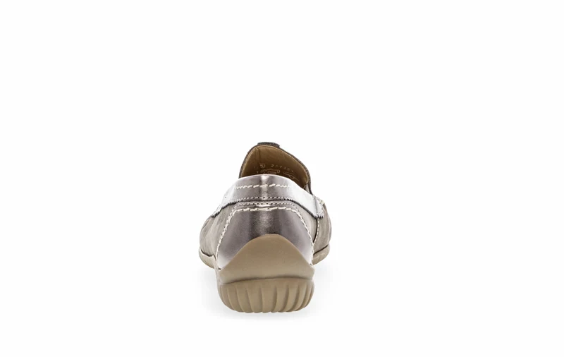 Mocassins taupe/argent en cuir
