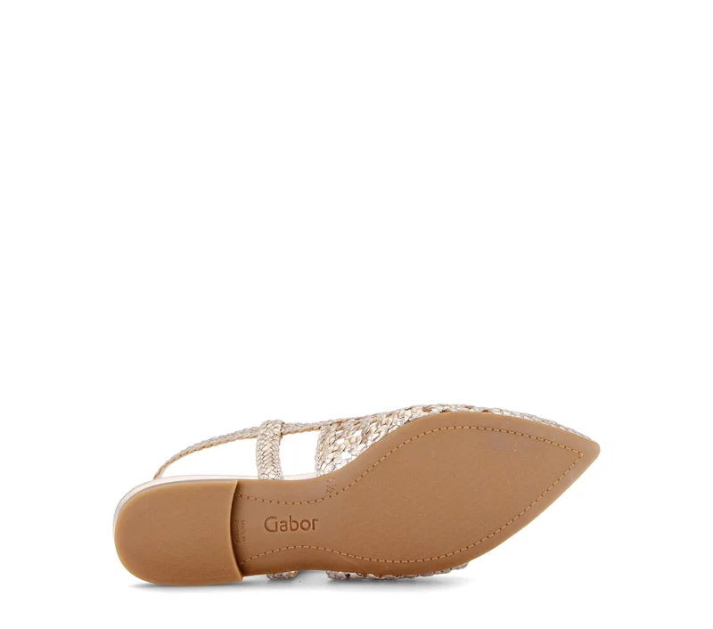 Escarpins brides arrière dorées en cuir tressé