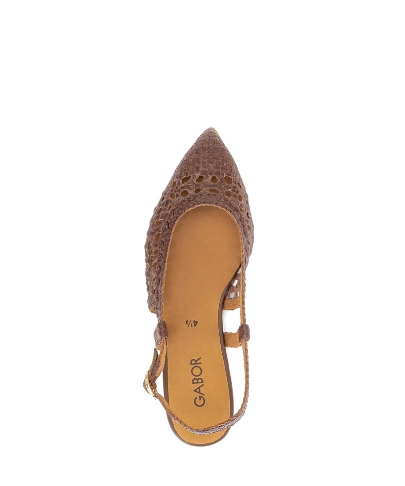 Escarpins brides arrière marron en cuir tressé