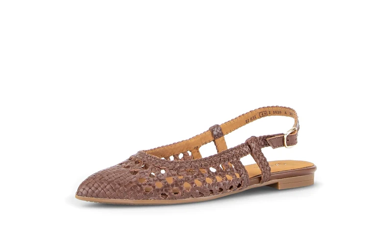 Escarpins brides arrière marron en cuir tressé