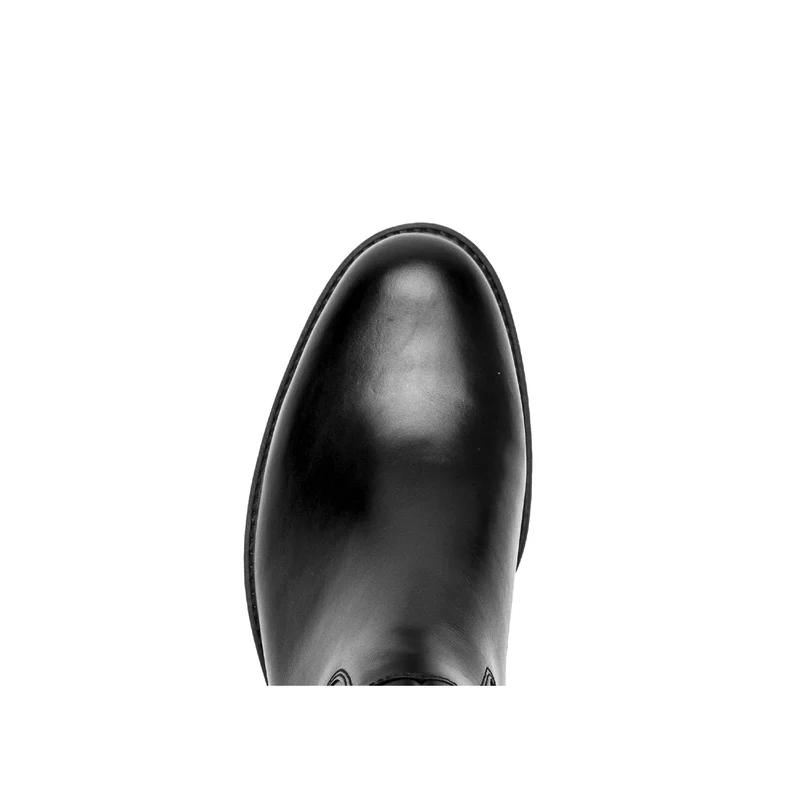 Bottes noires en cuir lisse