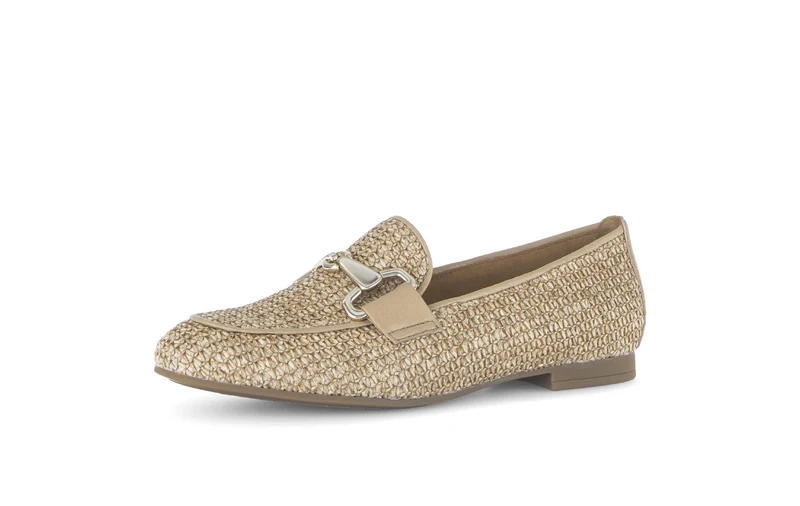 Mocassin beiges en cuir tressé