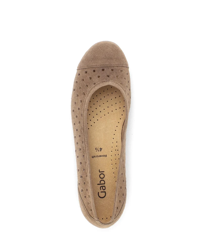 Ballerines perforées Cognac en Nubuck