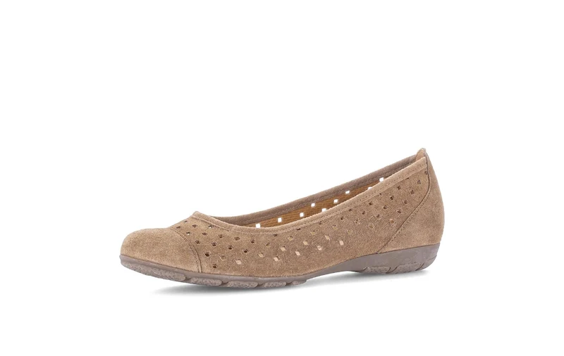 Ballerines perforées Cognac en Nubuck