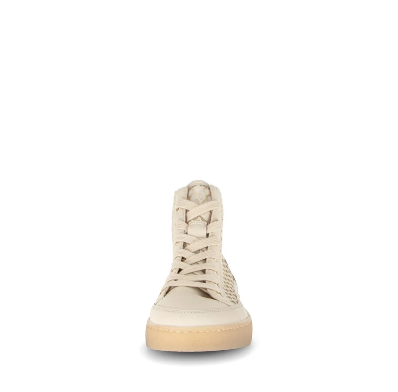 Baskets montantes crème en cuir (ajourées sur le côté)