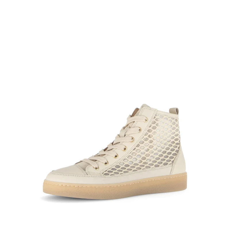 Baskets montantes crème en cuir (ajourées sur le côté)