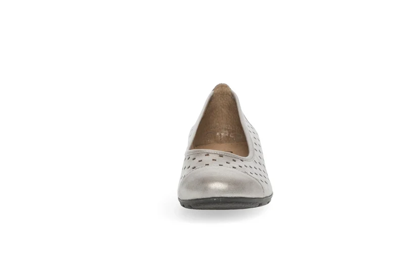 Ballerines perforées dorées en cuir métallisé