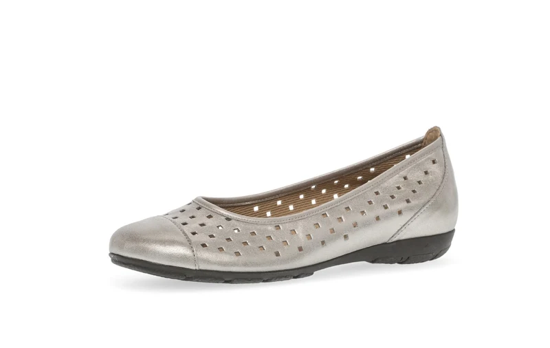 Ballerines perforées dorées en cuir métallisé