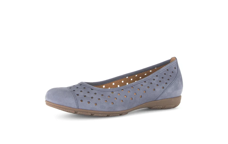 Ballerines perforées bleues en Nubuck