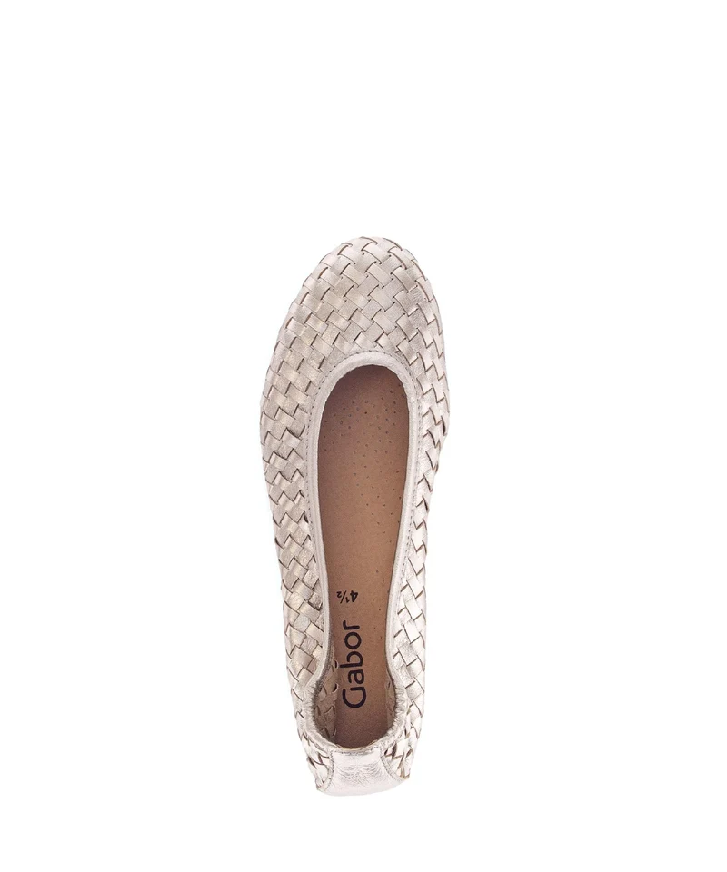 Ballerines dorées en cuir tressé