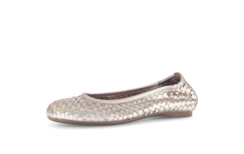 Ballerines dorées en cuir tressé