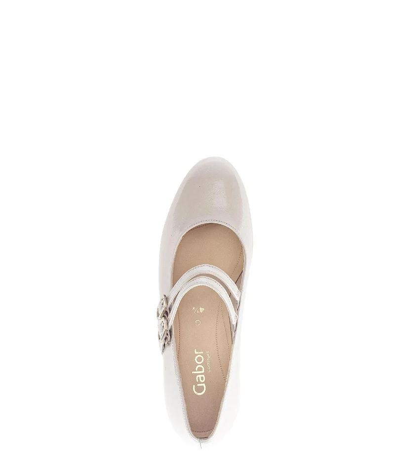 Escarpins beiges en cuir vernis