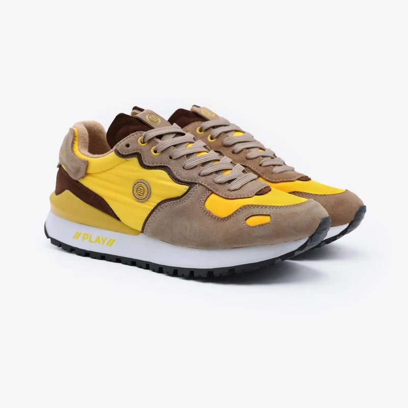 Sneakers Praloup jaune kaki et marron