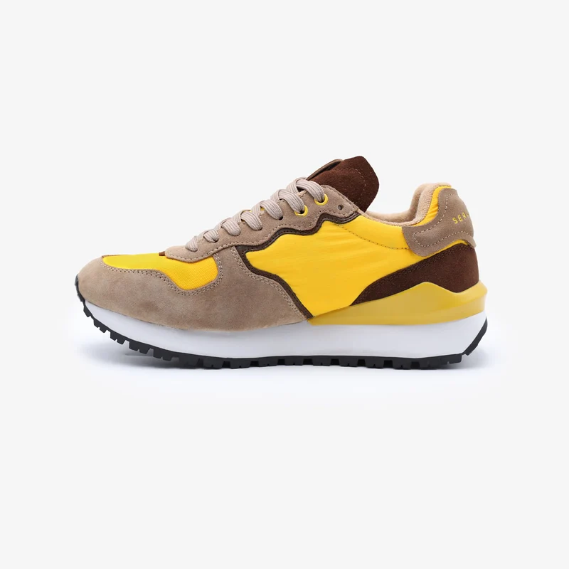 Sneakers Praloup jaune kaki et marron