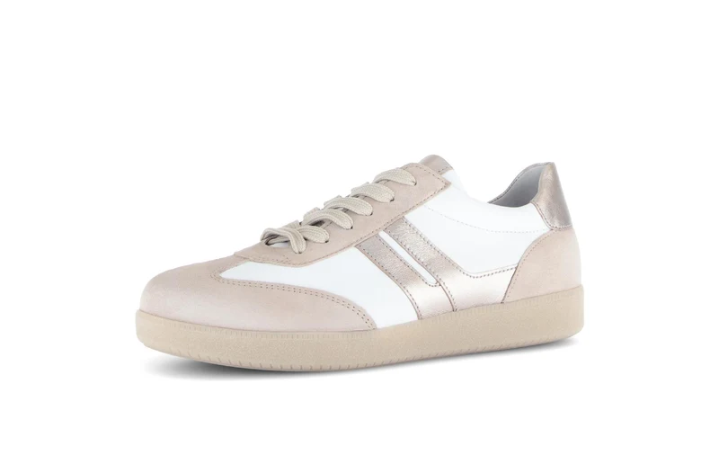 Baskets rose poudré en cuir et nubuck