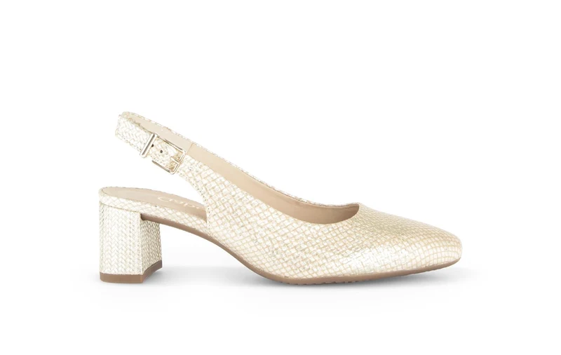 Escarpins à bride arrière dorées en cuir tressé