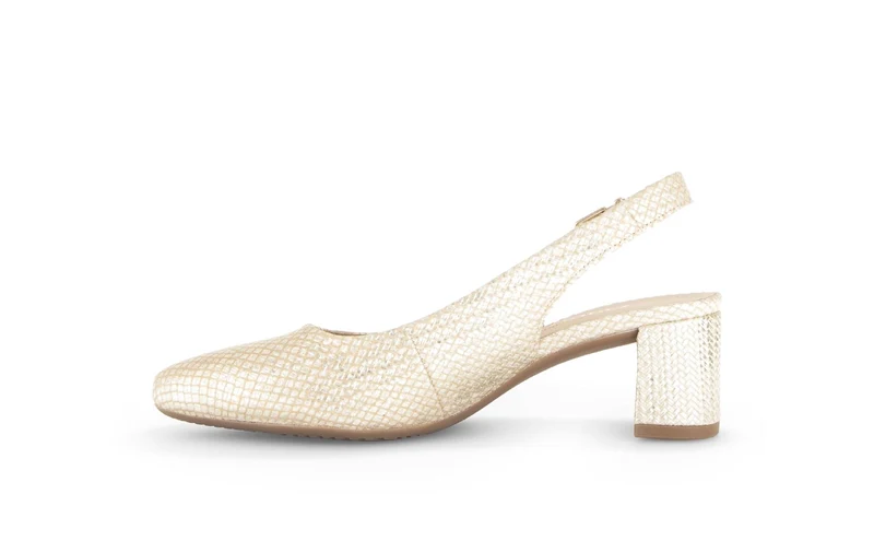 Escarpins à bride arrière dorées en cuir tressé