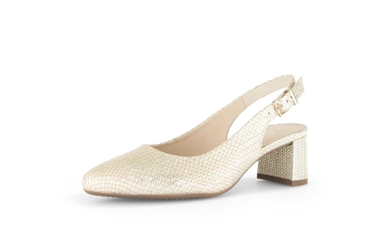 Escarpins à bride arrière dorées en cuir tressé