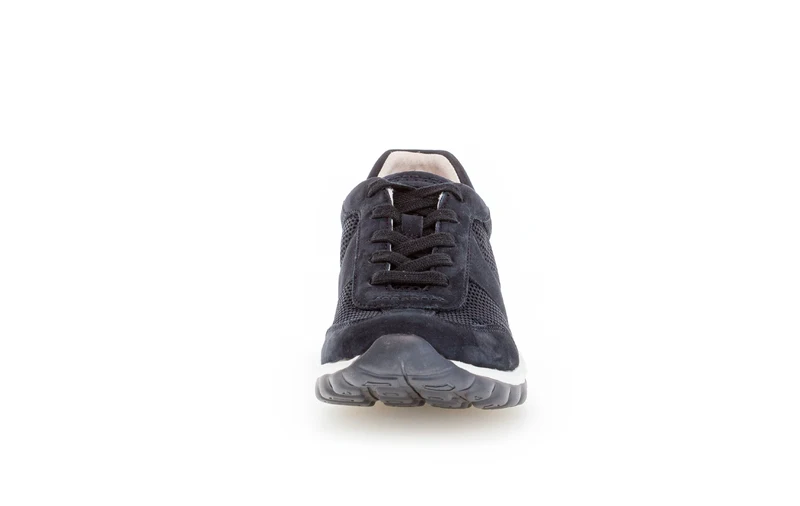 Baskets bleues en textile et cuir