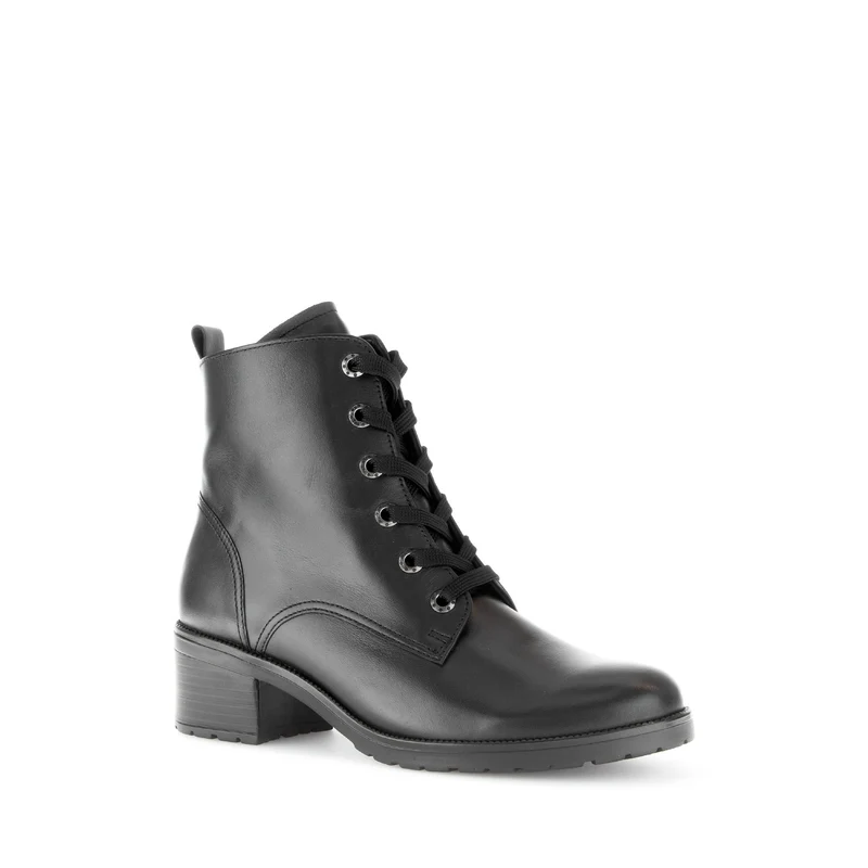 Bottines à lacets noires en cuir lisse