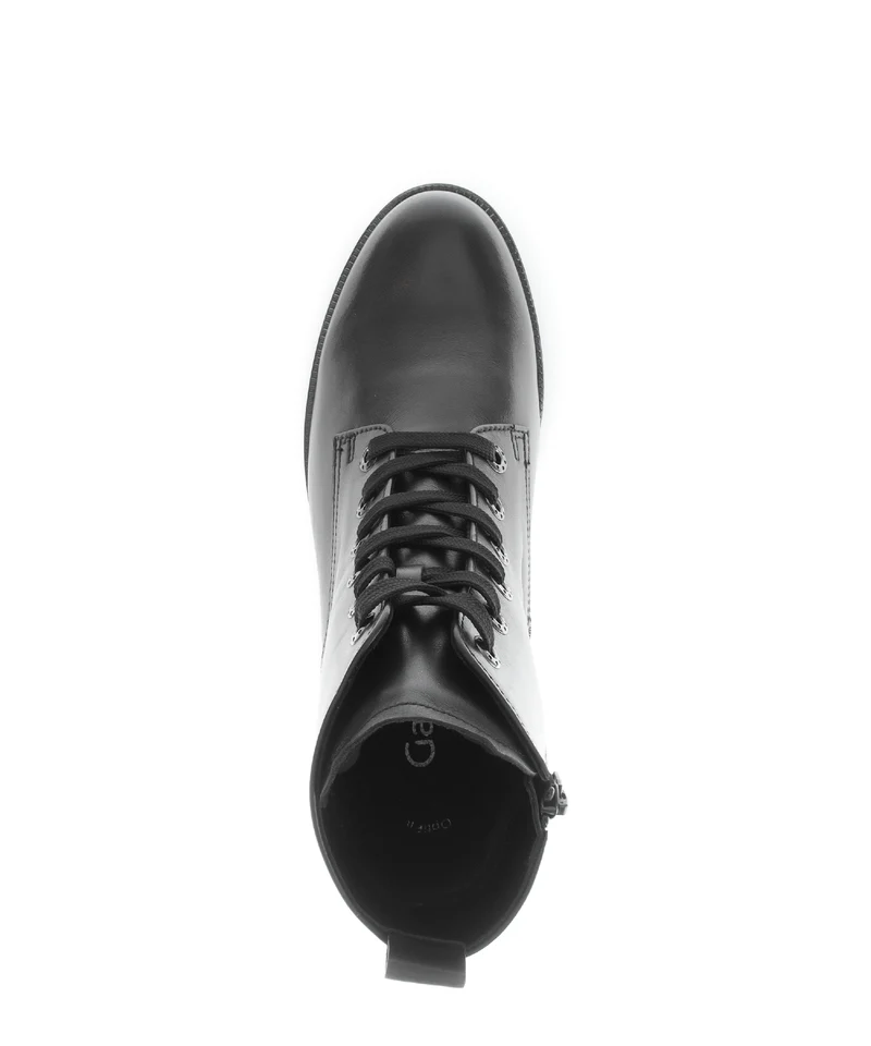Bottines à lacets noires en cuir lisse