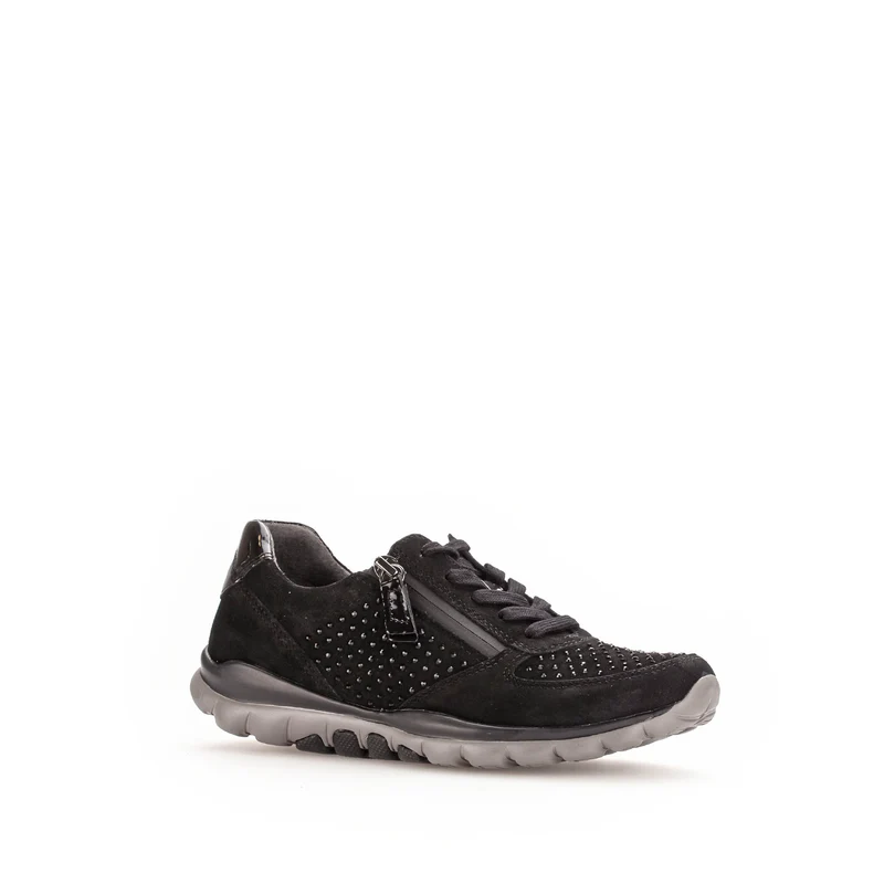 Baskets noires en combinaison cuirs