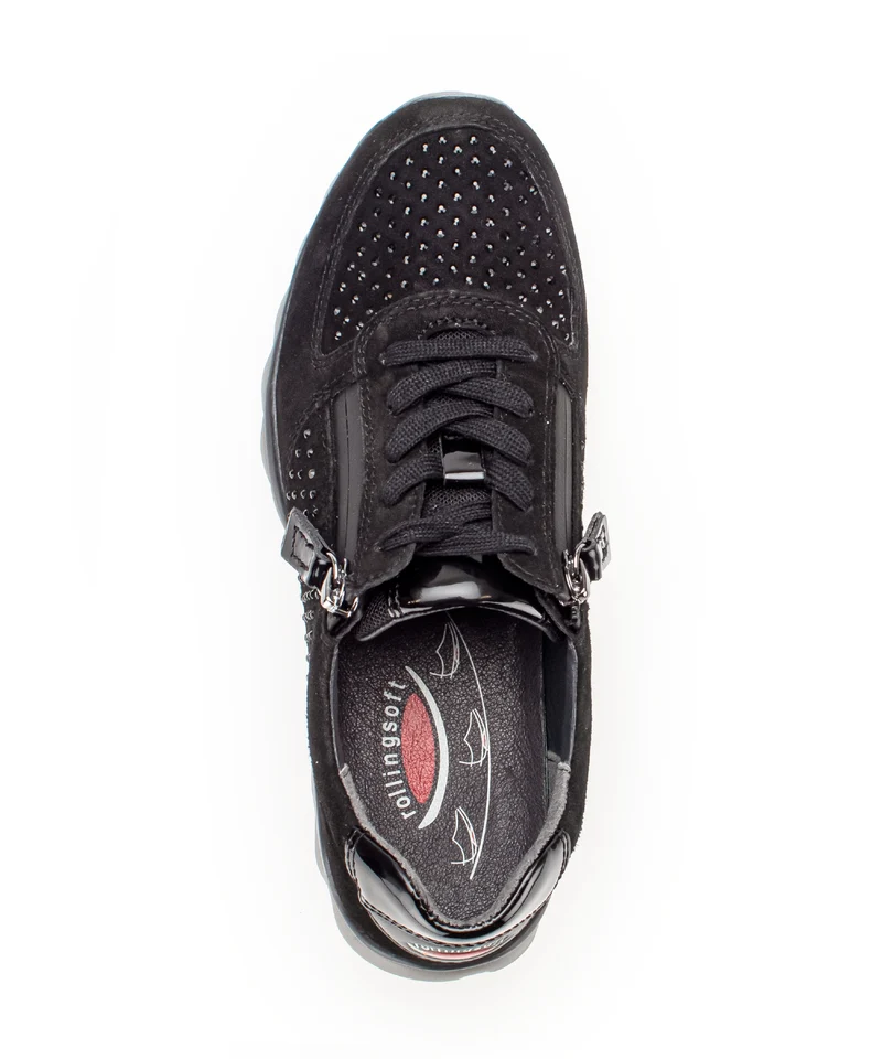 Baskets noires en combinaison cuirs