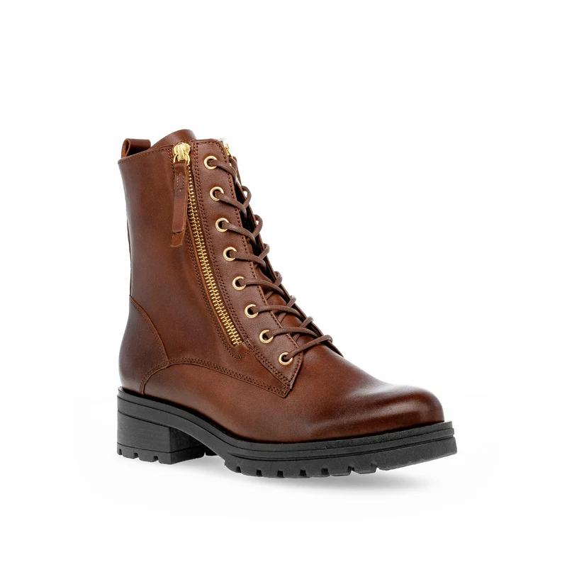 Bottines à lacets sattel en cuir lisse