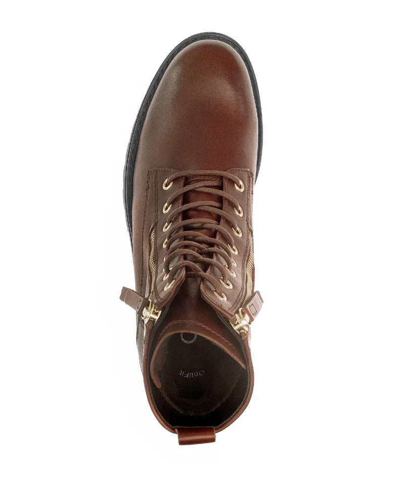 Bottines à lacets sattel en cuir lisse