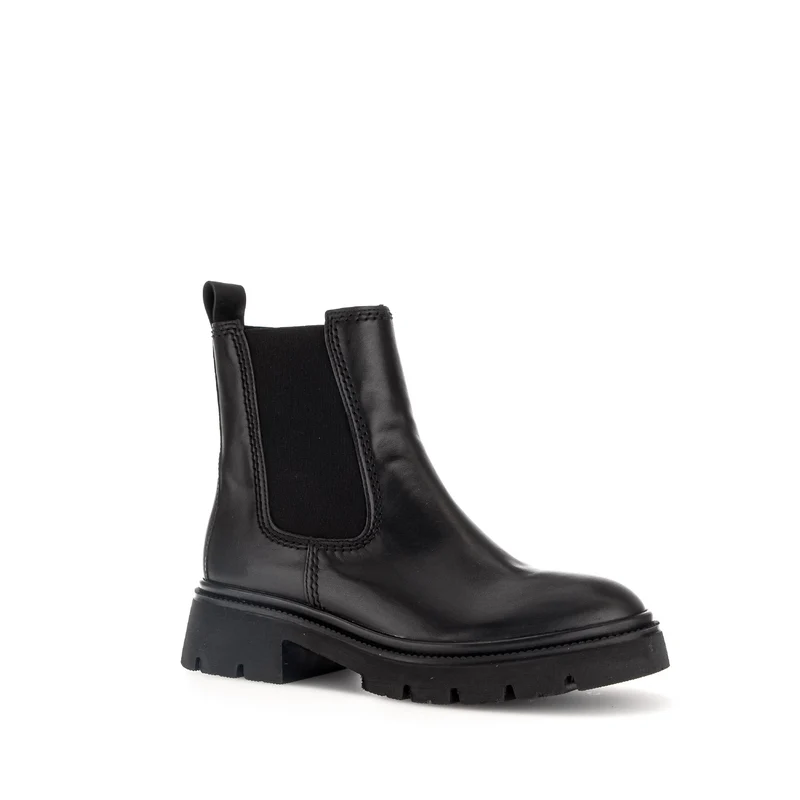 Bottines noires en cuir lisse