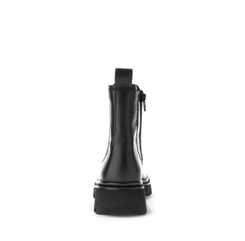 Bottines noires en cuir lisse