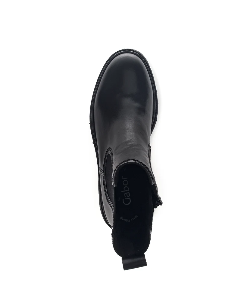 Bottines noires en cuir lisse
