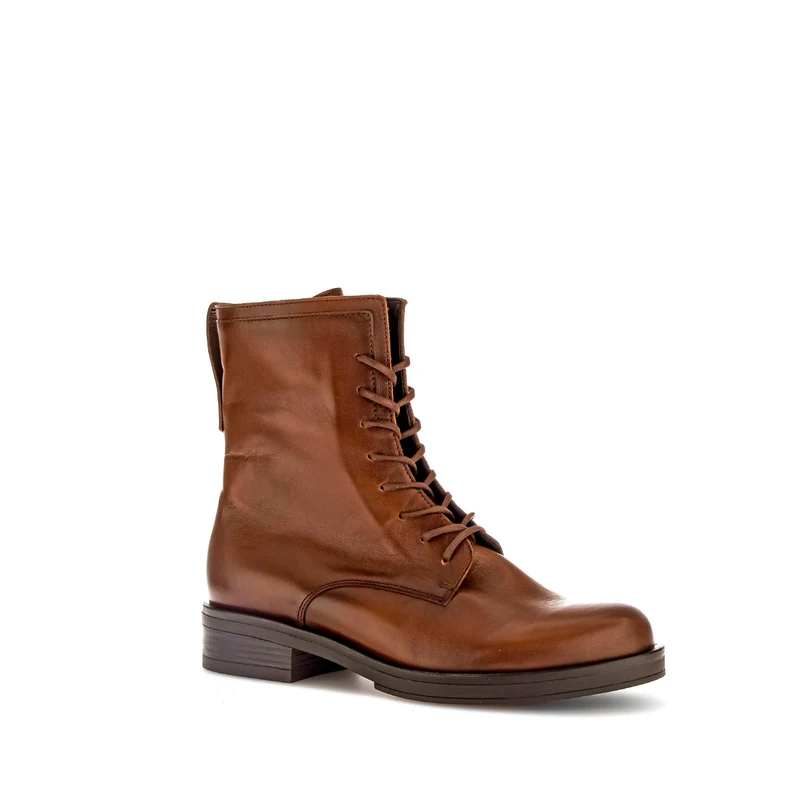 Bottines à lacets sattels en cuir lisse