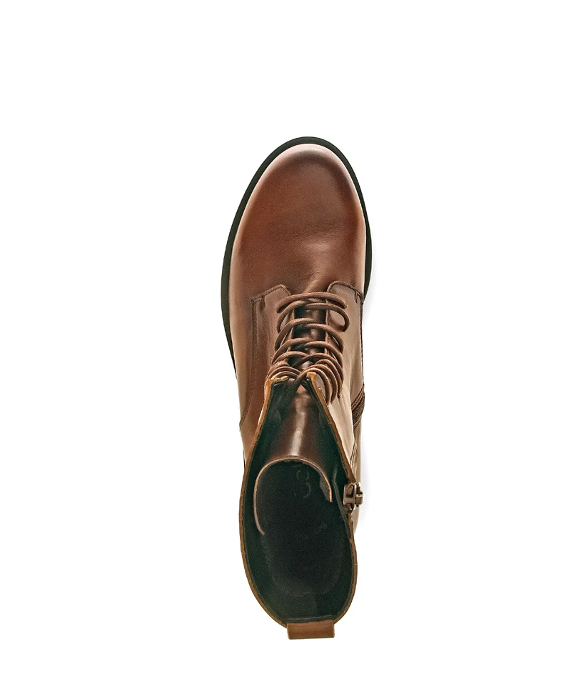 Bottines à lacets sattels en cuir lisse