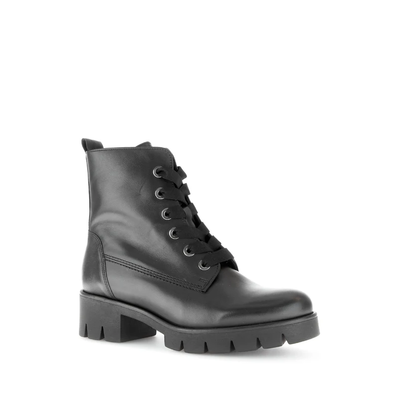 Bottines à lacets noires en cuir lisse