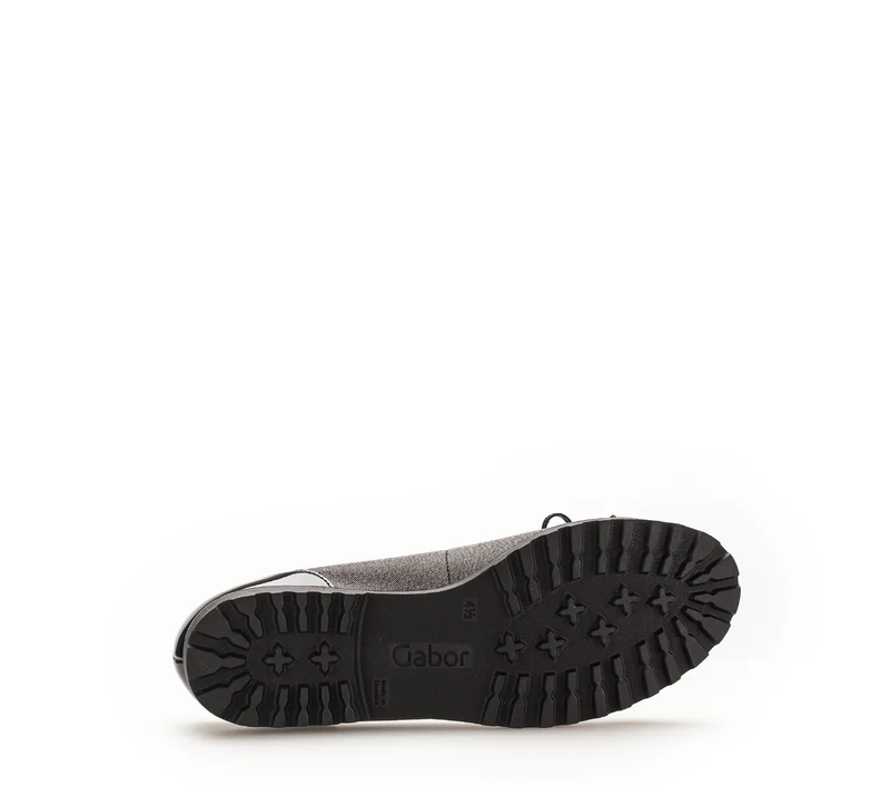 Ballerines argentées/noires en cuirs synthés