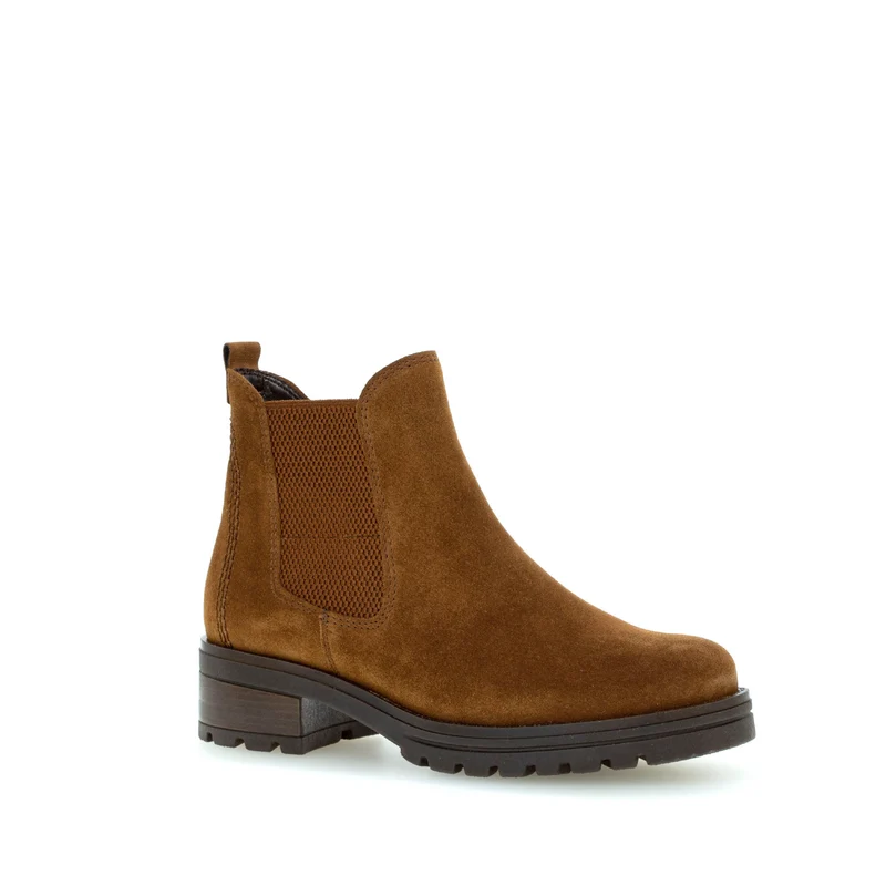 Bottines cognac en cuir velours