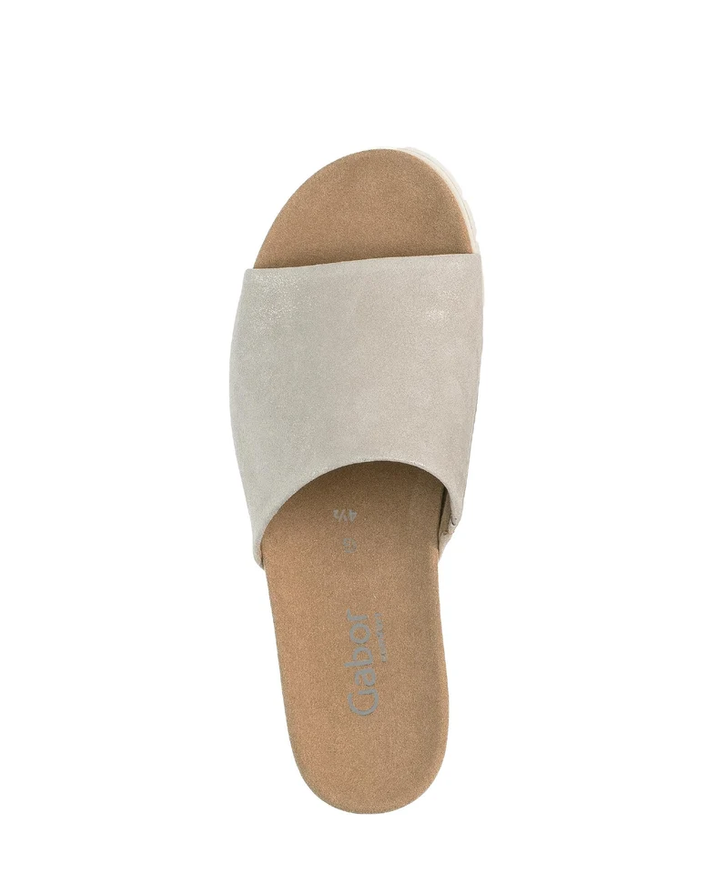 Mules beige/dorées en nubuck
