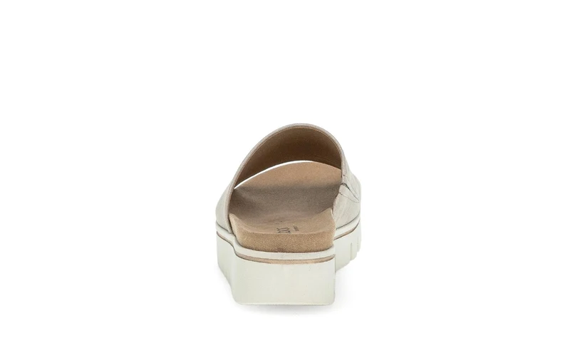 Mules beige/dorées en nubuck
