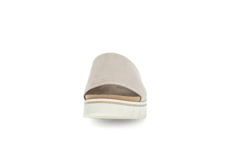 Mules beige/dorées en nubuck