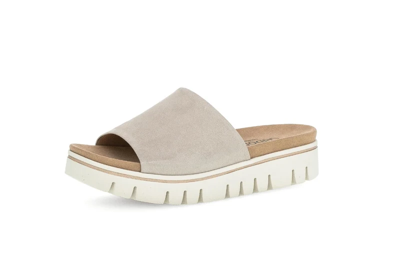 Mules beige/dorées en nubuck